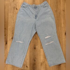 H&M Light Blue Distressed Women Curvy Fit Jeans